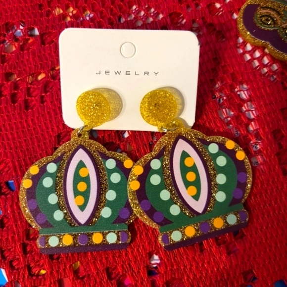 NEW Mardi Gras earrings set of 3 - Picture 3 of 6